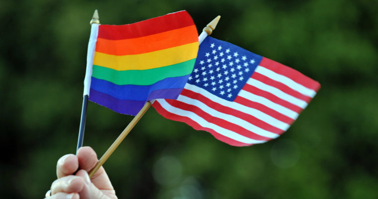 LGBT surveys - American and LGBT flag